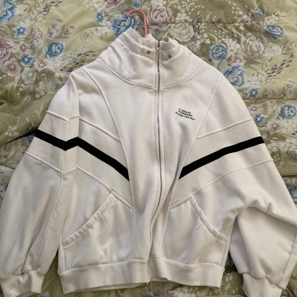 White and black zip up